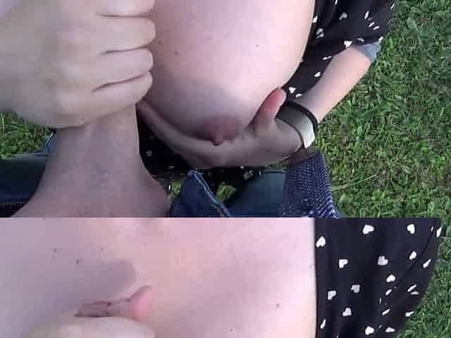 Public Nature Fuck With Big-Tit Brunette Near Biker Road