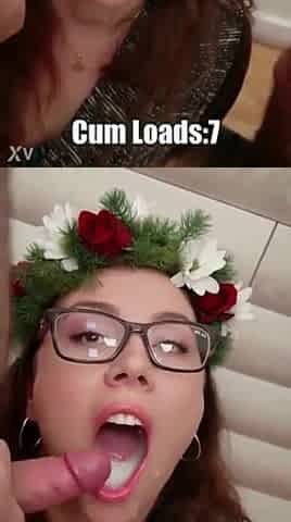 Glasses honey likes cum in her throat