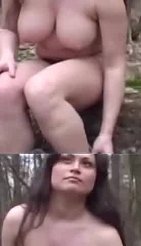 Big boobs girl masturbation in the forest