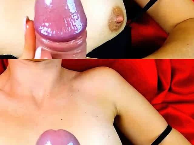 POV BLONDE MILF HANDJOB CUMS ON TITS