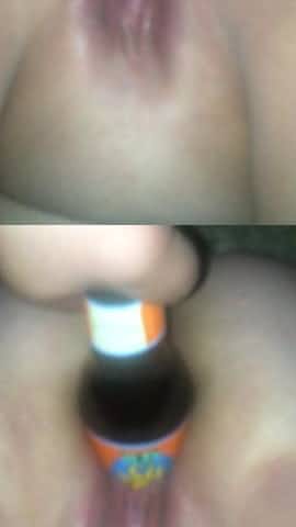 Pumpkin gets fucked with a beer bottle
