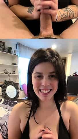 A super sexy brunette massages her big boobs