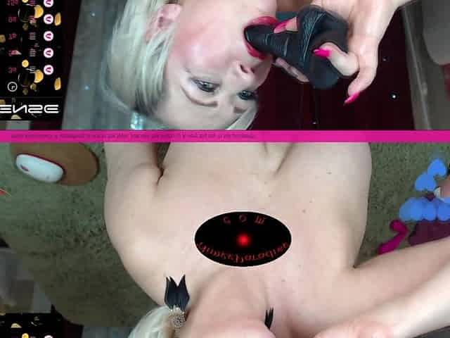 Perky MILF in Black Lingerie and Stockings Plays with Her Pussy with Big Labia, Bringing Herself to Orgasm