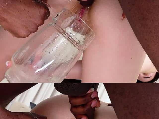 Busty brunette amateur gives sexy blowjob in bedroom