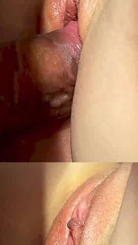 Close up Pussy Fuck on the Table! Massive Cumshot in Her Puffy Lips!