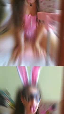 Cute and sexy student, wearing a cute bunny cosplay and masturbation herself in front of the mirror