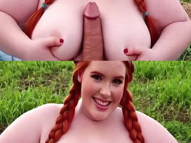 Ai-generated Busty Redhead Bbw Peasant-girl Amazes A Guy With Titjob & Dick Riding In The Countryside