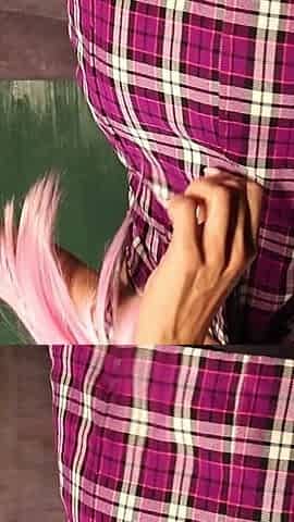A Pink-haired Beauty Has Fun with a Big Dildo.