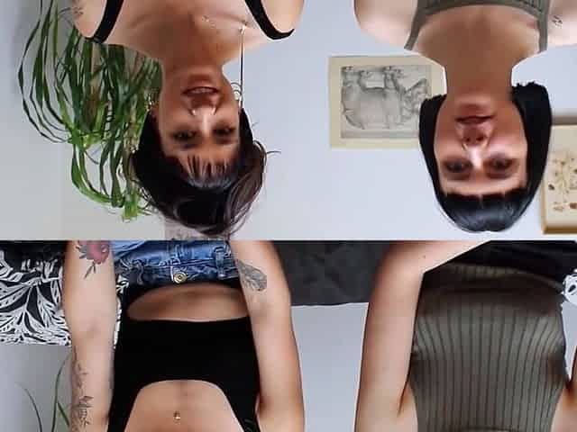 Brunette with tats loves finger-tickling her friend