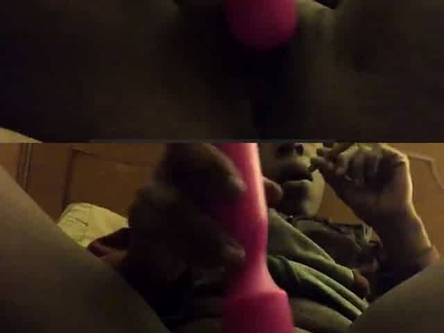 Smoking Black Babe Toys Her Pussy on Webcam