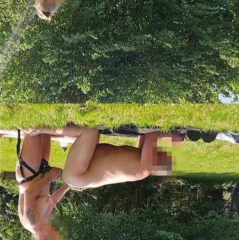 Mrspigholo Strapon Fucks Pighole Outdoors Just a Short Playdate