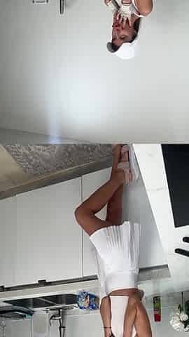 Gina Gerson In Bts Solo Art Nude Sporty On The Kitchen