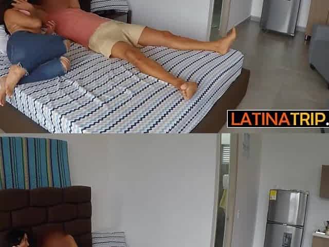 Bubble booty Colombian angel sucks and rides her large dong BF