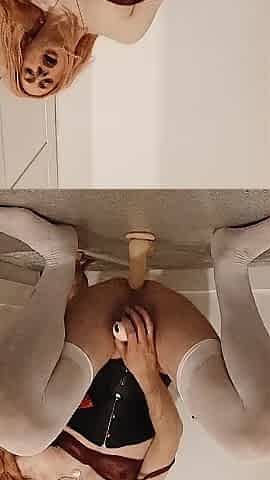 Excited Sissy Alicia tries to sissygasm riding her sex-toy