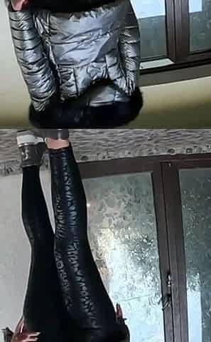 A Lot of Cum on My Shiny Down-jacket From the Gardener