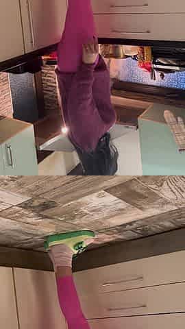 Pink Leather Leggings & Cameltoe Tease in the Kitchen