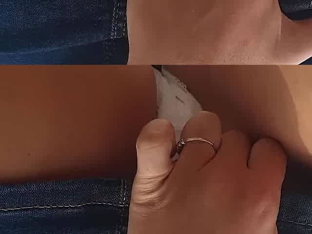 Walking public and show pants and hairless snatch