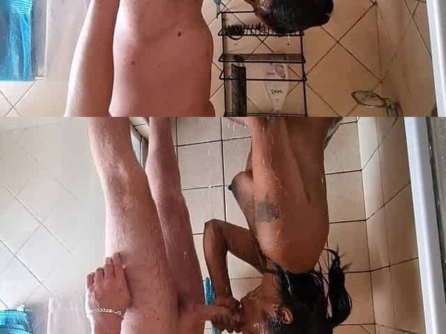 Indian Girl Sucking My White Dick in the Shower