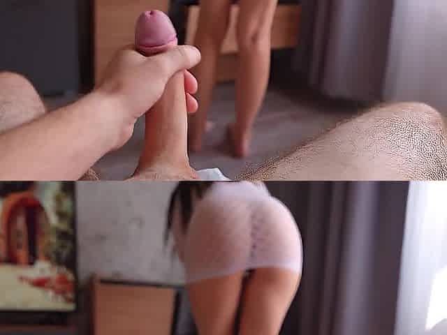 Step Mama Caught Step Son With Boner and Helps to Cum! POV Pronebone