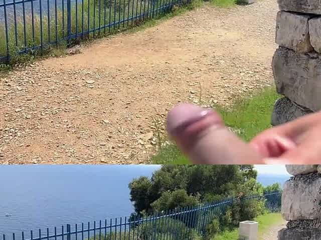Public Schlong Flashing - Beauty Assist Me to Cum in Mountains