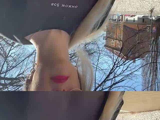 Public city walk in see-through top. Flashing tits to for