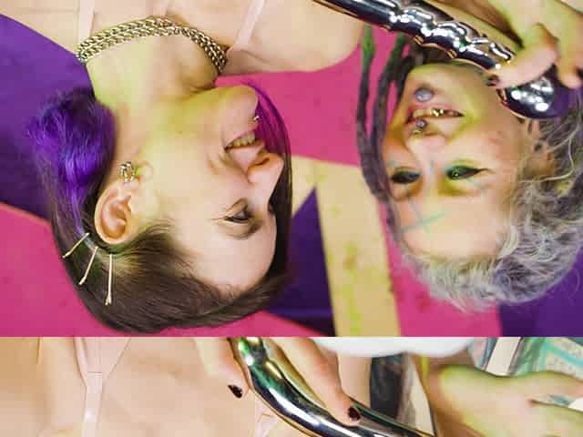 Two Hot Girls in Latex and High Heels Using Big Metal Toy Together, Atp, Anal Gapes, Lesbian