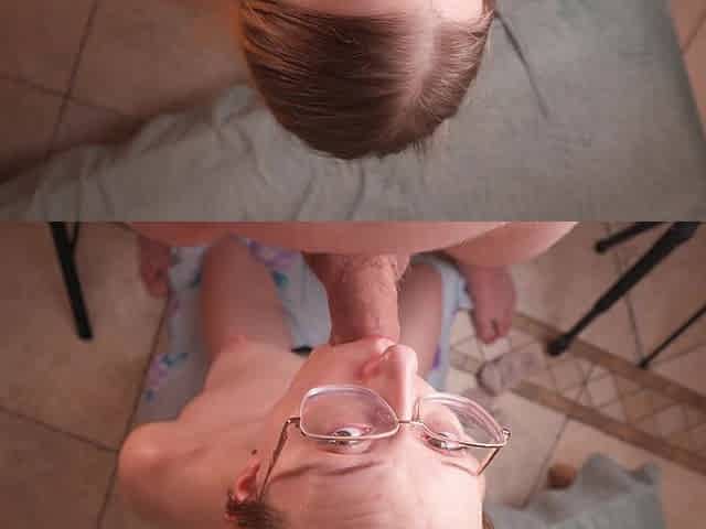 Horny Babe Gets Her Face Covered in Cum for a Good Blow Job