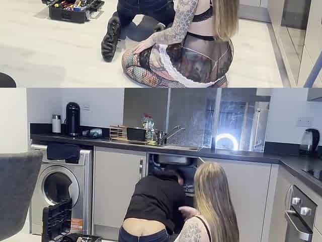Plumber Calvin Rails Maid Sandy Hard On The Job
