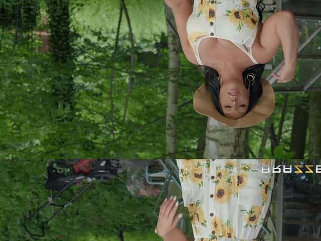 Chubby mature brunette Candi Kayne gets cum on face outdoors