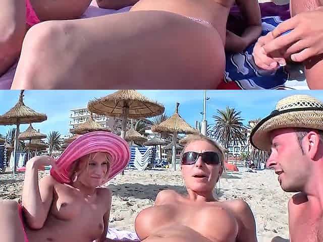 2 hawt golden-haired hotties drilled in 3some outdoor screw