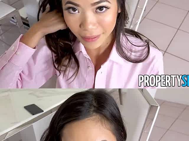 Petite Asian real estate agent fucks