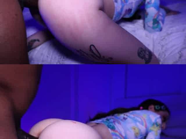Tan brunette teen sucks and fucks big cock