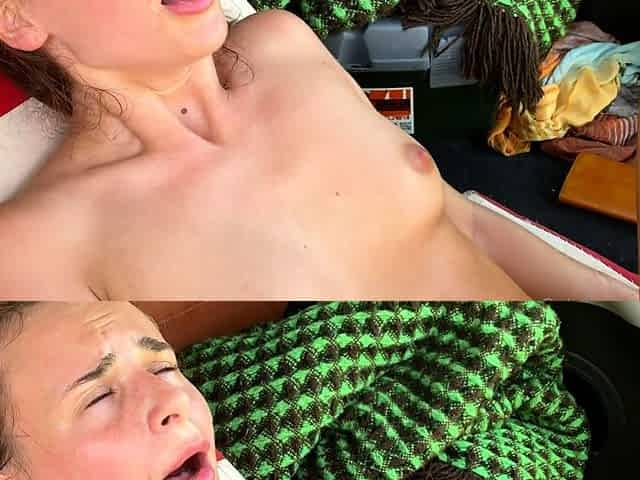 Petite small tit babe with perfect pussy masturbates