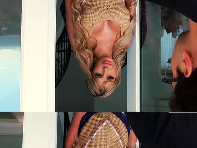 Busty Blondie Carmen Caliente Teases Man With Her Tits