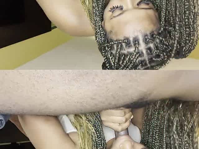 Excited Hotty Sucks Large Ebony Wang into Her Throat to Empty his Balls