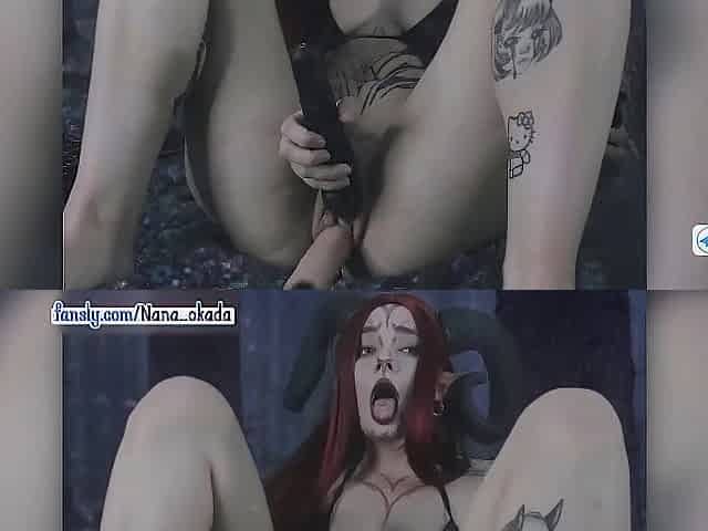 Sexy Demoness, Groaning Loudly as That babe Enjoys her Toys.