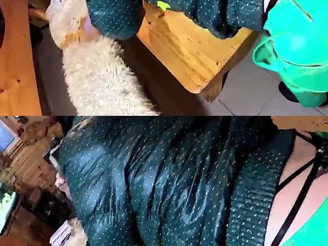 Green Downjacket Tease Smokin', Humiliation & Smutty Cum Play