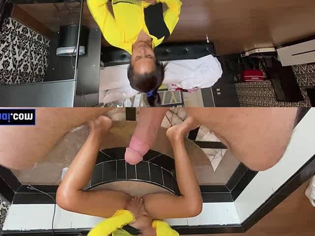 Big bootie Thai housewife mommy POINT OF VIEW giving head