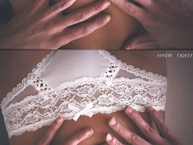 Busty Babe Natalie Russ with White Lingerie