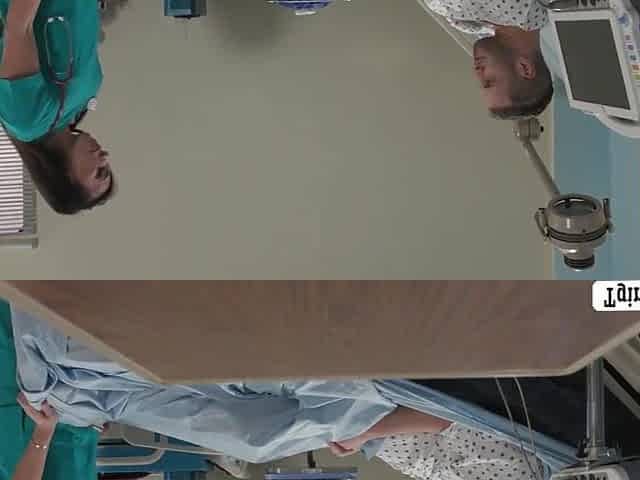 TS nurse gives her patient a oral pleasure on his daybed passionately