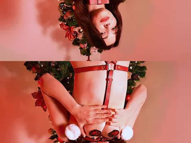 Mesmerizing sexy beauty wishes to be your present and masturbates beneath the Christmas tree