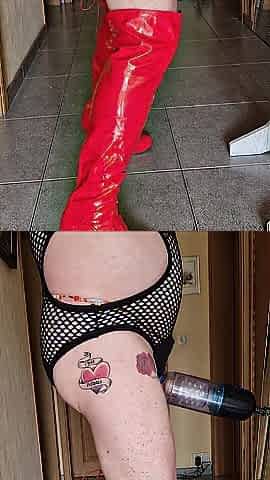 stud who like likewise clothed like floozy and cum inside toy!