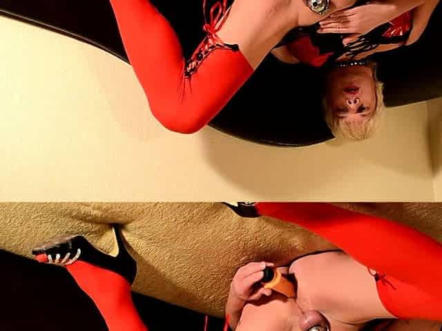 Blonde Latvian slut Armands Lusis play with dildo