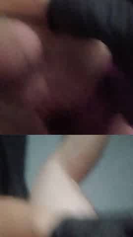 Silly guy almost gets all 17in double sideded dildo! And precum taste test