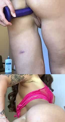 Hot brunette big boobs toying pink pussy