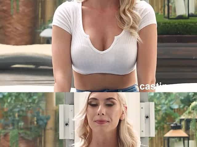 Blonde girl trying her luck in a porn casting and getting pounded by BBC