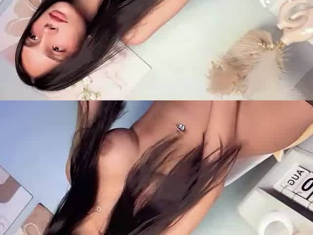 Lovely Amateur teen brunette masturbating outdoor