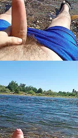 Public Masturbation At The River + Ejaculation
