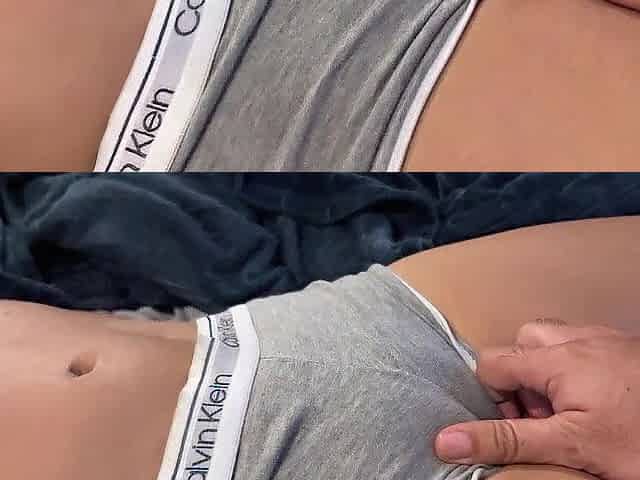 Cameltoe stepmom tells me not to put it in her but I can cum on her
