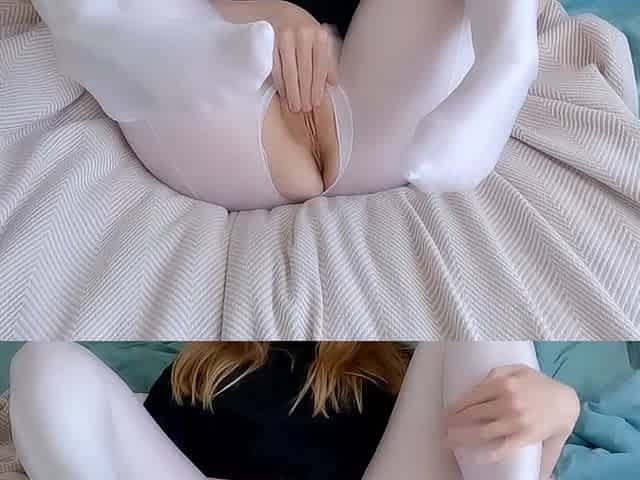 Footjob in Teasing Sexy Pantyhose and Cum on My Pussy